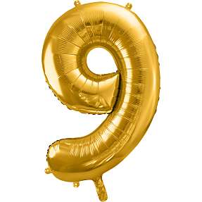 Folieballon "9" H:86 cm - flere varianter - assorteret