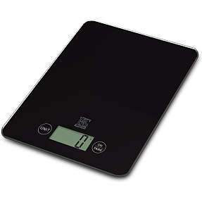 Digital køkkenvægt 15 kg, sort glas