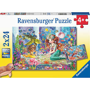 Havfrue te selskab puslespil - 2x24 brikker