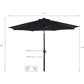 West Palm parasol med lys Ø300 cm - sort | Køb på Bilka.dk!
