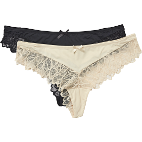 VRS dame 2-pak g-streng str. L - beige/sort