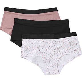 VRS teen 3-pak hipster str. 134/140 - hvid/sort/rosa