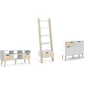 Dalta sæt med reol, kommode og TV-bord - eg