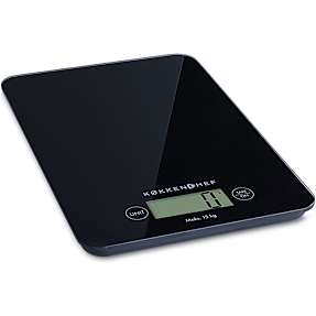 Køkkenchef digital køkkenvægt - sort glas (15 kg)