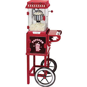 Køkkenchef popcornmaskine med vogn - rød