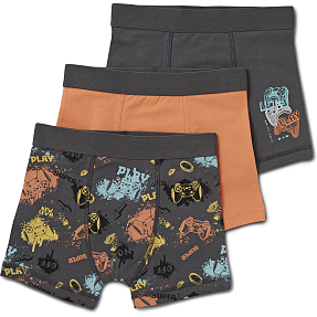 VRS børne 3-pak boxershorts str. 134/140 - grå/orange