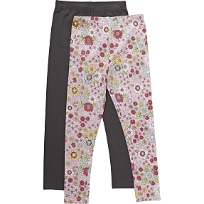 VRS børne 2-pak leggings str. 110 - multifarvet/sort