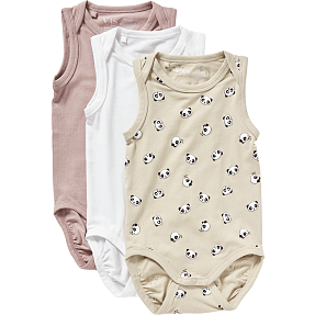 VRS baby 3-pak body str. 74 - printet/hvid/gammelrosa