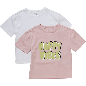 VRS børne 2-pak T-shirt str. 122/128 - pink/hvid