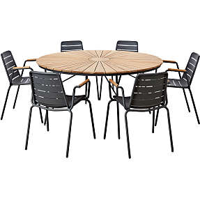 velordnet Spænde indtryk Kerteminde teak bord Ø150, antracit stel med 6 Austin stole | Køb på føtex .dk!