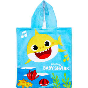 Baby Shark poncho - str. 50x110 cm - Blå
