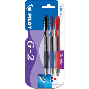 G-2 0.7 gelpenne 3 stk. - sort/blå/rød