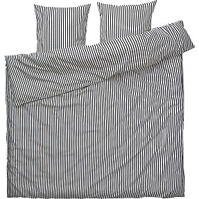 Mikrofiber sengetøj - simpel sort stribet