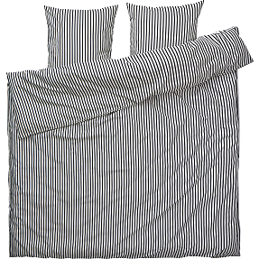 Mikrofiber sengetøj 200x220 cm  - simpel sort strib