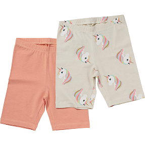 VRS børne 2-pak shorts str. 134/140 - beige/orange