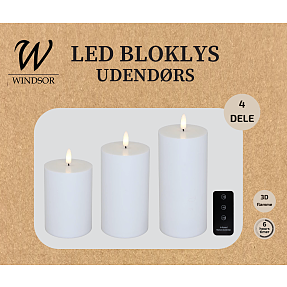 Windsor udendørs LED bloklys 3-pak - hvid