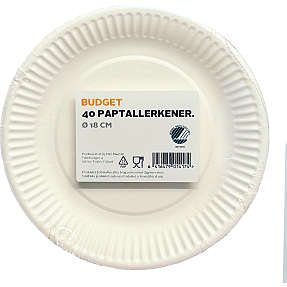 Budget paptallerkener 18 cm 40-pak - hvid