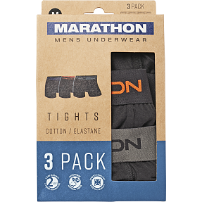 Marathon herre 3-pak tights str. L - sort