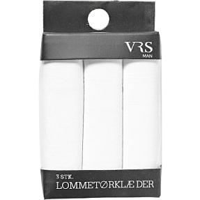VRS herre 3-pak lommetørklæder str. onesize - hvid