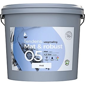 Tendens Mat & Robust vægmaling glans 5 4.5 liter - hvid