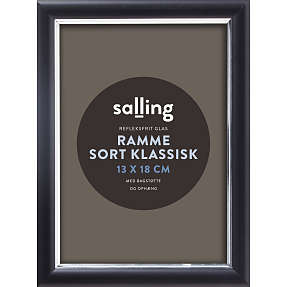 Klassisk sort ramme m. refleksfrit glas - 13x18 cm
