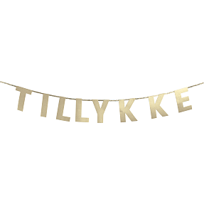 Salling guirlande "tillykke" L: 2,5 meter - Guld