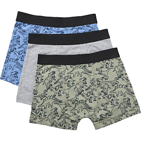 VRS børne 3-pak boxershorts str. 98/104 - grøn/grå/blå