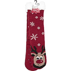 Crazy Christmas dame sokker med plysfoer str. Onesize - printet
