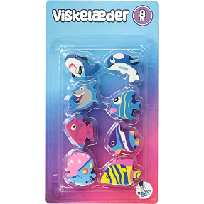 Danpen viskelæder 8 stk - havdyr