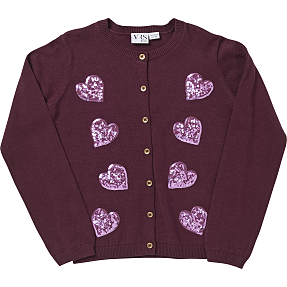 VRS børne cardigan str. 122/128 - bordeaux