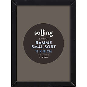Sort ramme m. glas - 13x18 cm