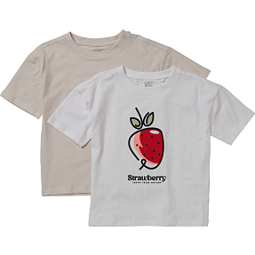 VRS børne 2-pak T-shirt str. 98/104 - hvid/beige