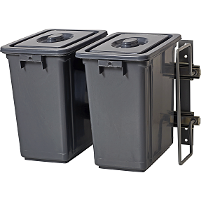 Affaldssortering med 2 affaldsspande og udtræk