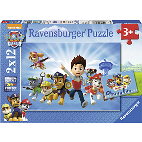 Ryder og Paw Patrol puslespil - 2x12 brikker