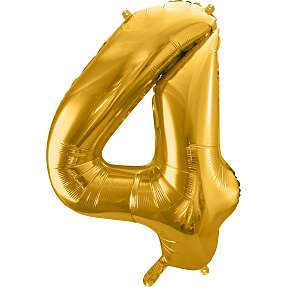 Folieballon "4" H:86 cm - flere varianter - assorteret