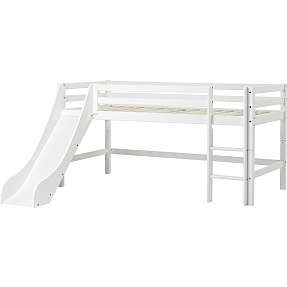 Hoppekids ECO Dream halvhøj seng med rutsjebane 90x200 cm - hvid