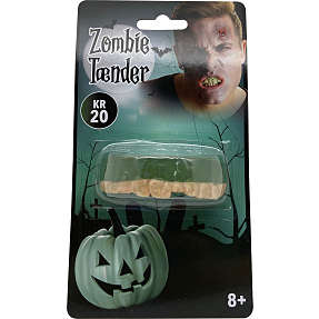 Halloween zombie tænder - grøn og beige