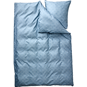 Mikrofiber sengetøj - prik/firkant blå