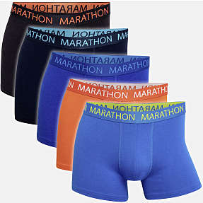 Marathon herre 5-pak tights str. M - sort/blå/rød