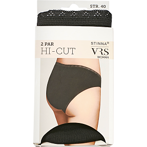 VRS dame 2-pak hi-cut trusse str. 38 - sort