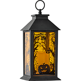 Halloween lanterne med LED H: 27,7x14 cm - sort og orange