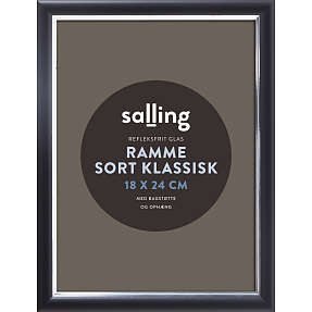 Klassisk sort ramme m. refleksfrit glas - 18x24 cm