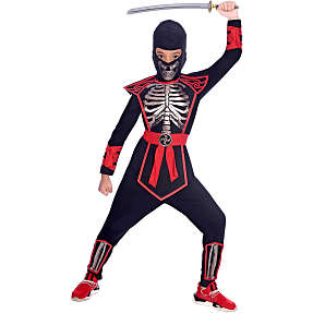 Halloween skelet ninja kostume, str. 140 cm