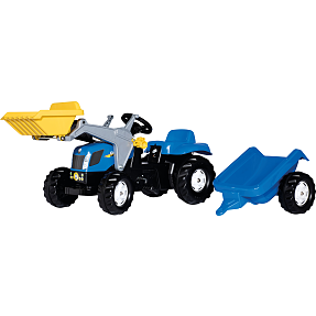 Rolly Toys New Holland traktor med frontlæsser og anhænger