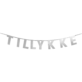 Guirlande "tillykke" 2,5 meter - Sølv