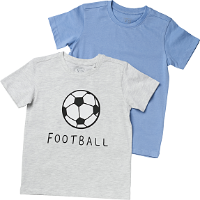 VRS børne 2-pak T-shirt str. 134/140 - grå/blå