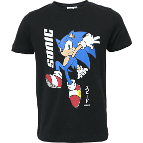 Sonic T-shirt str. 122/128 - sort