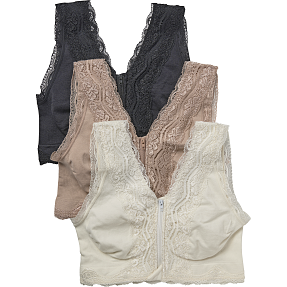 VRS dame 3-pak BH str. M - beige/hvid/sort