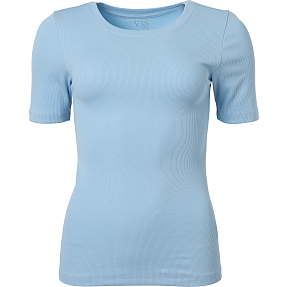 VRS dame rib T-shirt str. M - blå