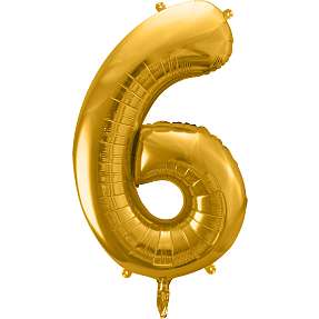 Folieballon "6" H:86 cm - flere varianter - assorteret